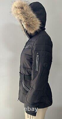 Veste de ski Bogner Aila pour femmes noire avec garniture en fourrure véritable